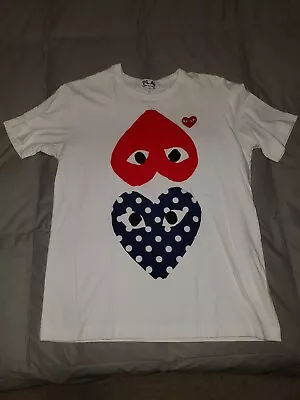 Comme Des Garçons PLAY Polka Dot Upside Down Heart T-Shirt 'White' • $40