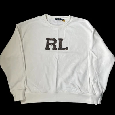 £35 • Buy Mens Polo Ralph Lauren Sweatshirt Large Embellished RL White