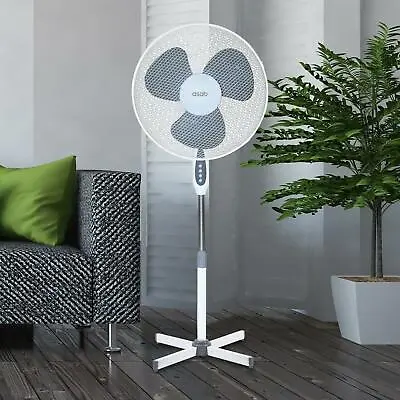 Cooling Tower 16'' Fan Pedestal Oscillating Standing Home Office Cool Air WHITE • £17.99