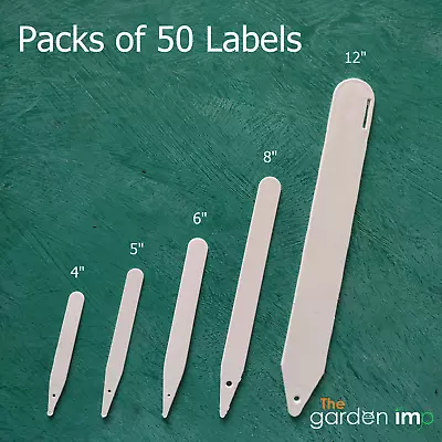 50 White Plant Labels Plastic Stick Garden Markers Pot ID Tags 4  5  6  8  12  • £3.39