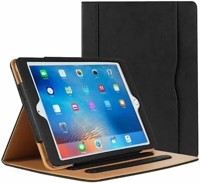 Genuine Leather BLACK TAN Smart Stand Case Cover Apple IPad 10.9 10.5 9.7 10.2 • £7.79