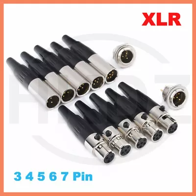 Mini XLR 3 4 5 6 7 Pin Plug Socket Connector Male Female Microphone MIC Audio • $2.59