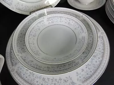 Vintage China Dinnerware Set Arcadia Fine China Of Japan S/6 #5110 Platinum 40pc • $191.99