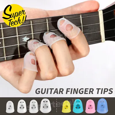 $4.95 • Buy Guitar Ukulele Piano Fingertip Protectors Silicone Finger Guards Set Of 4 NEW AU