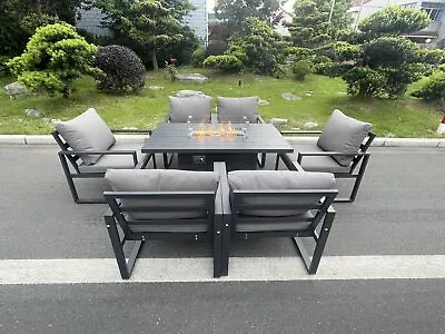 Fimous Aluminum Garden Furniture Dining Set Gas Fire Pit Or Rising Lifting Table • £789