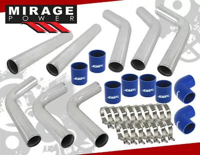 3  Jdm Diy Intercooler Turbo Charger Piping Kit Silver Pipe Coupler Blue Set • $137.99