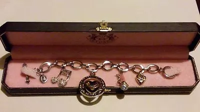 JUICY COUTURE Silver Music Note Microphone Puffed Heart Charms BRACELET*****   • £149.99