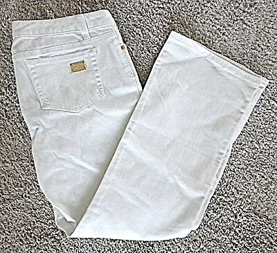 NWT Michael Kors Women's 10P Low Rise Boot Cut White Stretch Denim Jeans Petite • $33