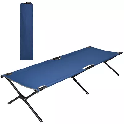 Portable Folding Camping Cot Steel Frame Single Person Military Sleeping Bed   • £34.95