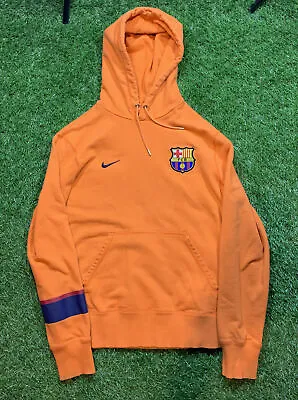 Vtg Nike FC Barcelona Mens Size Medium Orange Hoodie Sweater Sweatshirt • $20.24