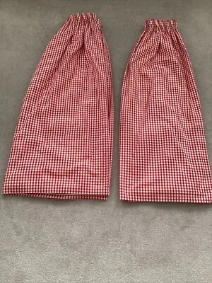 £19.95 • Buy Set Of Homemade Pencil Pleat Red Gingham Curtains Lined VGC 215W 115Drop Each