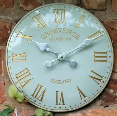 Wall Clock Grey Garden Indoor Outdoor Hand Painted Church Clock Roman 38cm  • £21.95