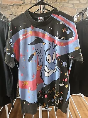 Disney Aladdin Genie All Over Print Single Stitch Very Rare T Shirt Size Large • $120