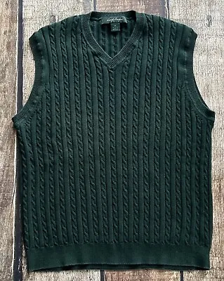 Brooks Brothers Golf Cable Cotton Sweater Vest Green Mens Xxl Euc Runs Small • $19.99