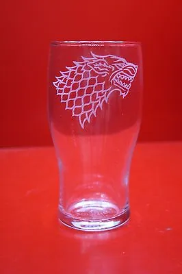 £12 • Buy Laser Engraved Pint Glass Game Of Thrones Stark Dire Wolf Design