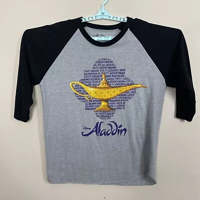 Disney Aladdin 3/4 Sleeve Graphic Tee T-Shirt Genie Lamp Gray XL • $14.94