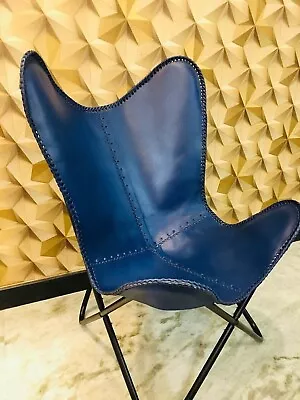 AD  Vintage Leather Butterfly Chair Cover For Relaxing With Stand Living Room • $172