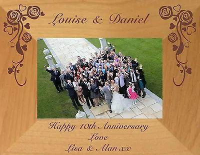 Personalised 5th Wedding Anniversary Gift Photo Frame Wooden Keepsake Couples • £21.95