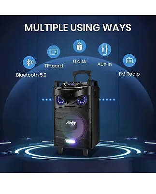 £159.99 • Buy Portable Bluetooth Karaoke Machine Vocal PA Party Speaker 10  2 Mics Star LEDs