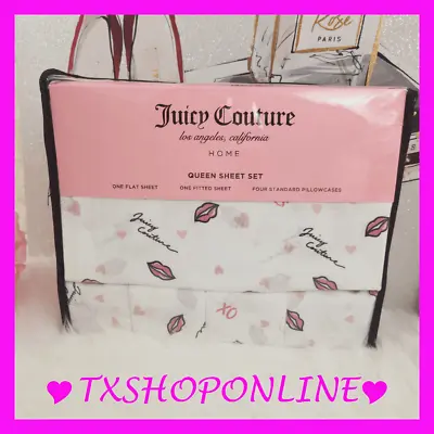 {Juicy Couture} Home Beautiful XO XO | Kisses Print Queen Sheet Set • $50