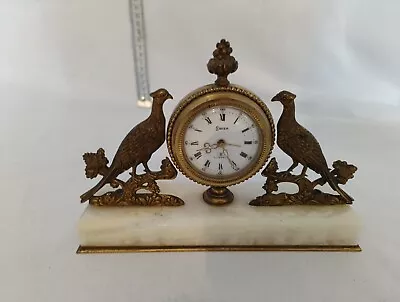 Decorative Vintage Brass Swiza 8 Day Swiss Desk Clock Working Well A30 • $13.26