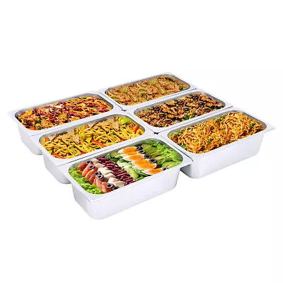 6Pcs 1/3 Size 4  Deep Steam Table Pans Restaurant Container Catering Food Warmer • $39.01