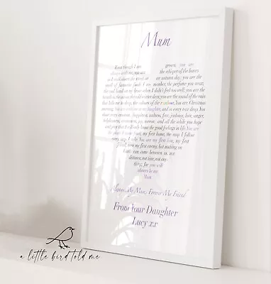 Mum Nan Grandma Step-Mum Love Heart Personalised Poem Print Birthday Gift • £17.49