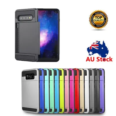 For Samsung Galaxy S10e S10+ S10 Plus Case Slide Armor Wallet Card Holder Cover • $4.99