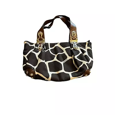 Michael Kors Brown &White Giraffe Printed Canvas Leather Trim Shoulder Bag • $50