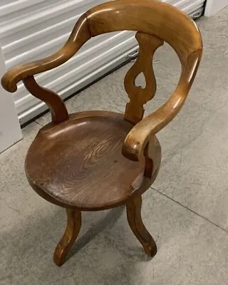 Antique Oak Swiveling Arm Chair • $985