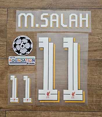 Salah #11 Nameset & Champions League Patch Badge 2022-2024 Liverpool Player Size • £13.50