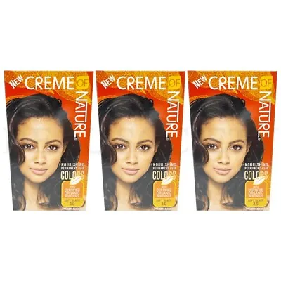 $15.99 • Buy Creme Of Nature Exotic Shine Permanent Hair Color Soft Black 3.0 - Lot Of 3
