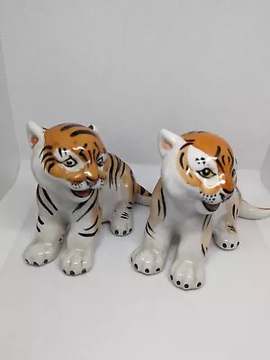 Pair Vintage USSR Russian Lomonosov Porcelain Tigers • £20