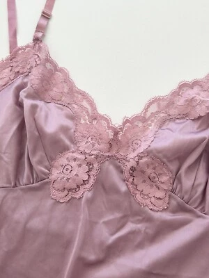 $24.85 • Buy Vintage Vassarette 36 L  Mauve Pink Full Slip Dress Lace