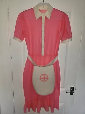 NEW Latex Rubber Maid Uniform Dress Apron Sissy Nurse Cleaner Waitress ServantUK • £75