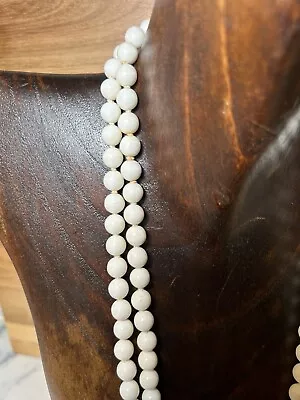 Vintage Off-White/cream Beaded Necklace 54” Versatile Preowned Grannycore • $21.99