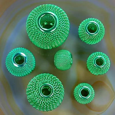 Green Findings Craft Spacer Mesh Round Beads 30252018161412mm Pick • $4.68