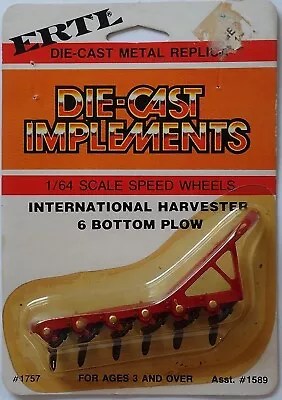 Ertl International Harvester 6 Bottom Plow Die-Cast Implements # 1757 Mint 1/64 • $7.99