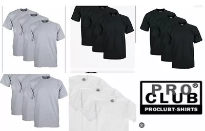 3 Pack Pro Club Mens Plain Short Sleeve T Shirt Heavyweight Cotton • $23.95