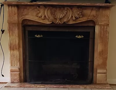 Marble Fireplace Surround Turkish Hand-carved Ornate Honey Solid Polished • $3500