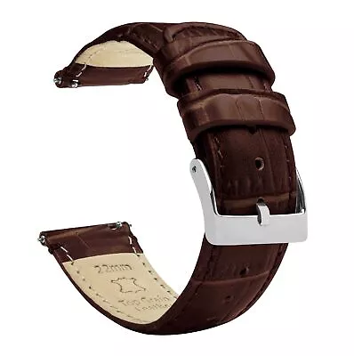 Coffee Brown | Alligator Grain Leather Watch Band • $31.99