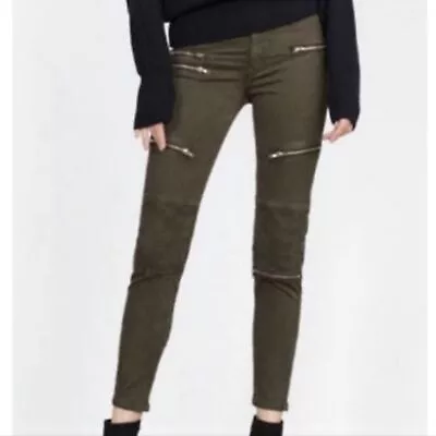 Zara Black Moto Skinny Jeans With Zipper Detail Size 4 • $25