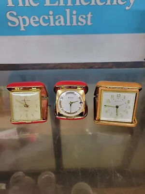 Lot Of 3 Vintage Travel Clocks Nonworking  • $40
