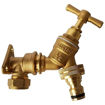 3/4  Bspm Outdoor Garden Watering Brass Bib Tap 22mm Copper Pipe Wall Plate • £6.99