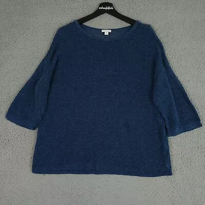 J Jill Sweater Womens Extra Large Blue Linen Blend Dolman 3/4 Sleeve Loose Knit • $20