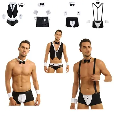 Men's 4 Pieces Bow Tie Collared Boxer Briefs Tuxedo Costume Gentleman Outfit Set • $5.51