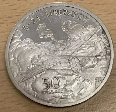 1991 1oz .999 Fine SILVER PROOF $50 Coin Marshall Islands - B24 LIBERATOR • £0.99