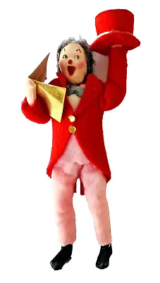 Mini Clown Figure Ornament Singing Christmas Carols Pink Red Felt Top Hat 6  • $14.99