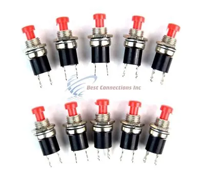 Mini Push Button SPST Momentary N/O Switch Red 2 Pins 10 Pack NB-602 • $8.95