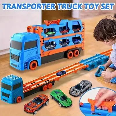 Die-Cast Transport Truck Car Toys Race Track For Boys Kids Toddler Car Toys Set • £17.89